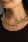 ASKEW 14K Yellow Gold Cushion Diamond Tennis Necklace 27ct N-24020YD