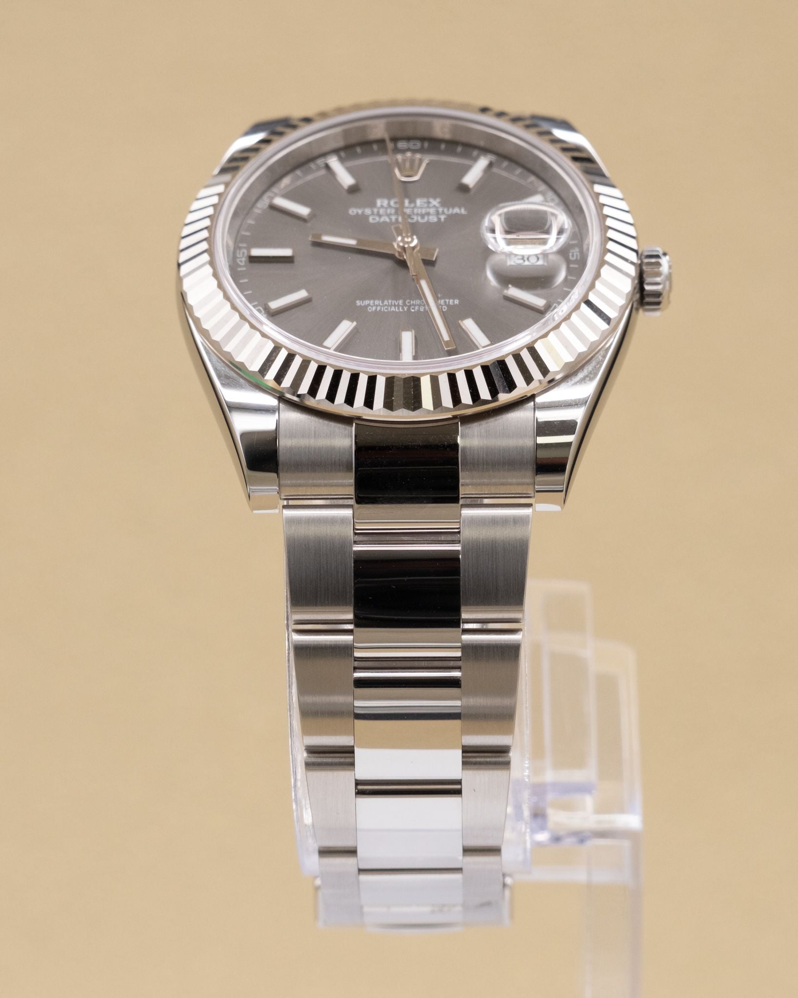 Rolex Datejust 41 Dark Rhodium Index Dial on Oyster 126334 Complete 2025