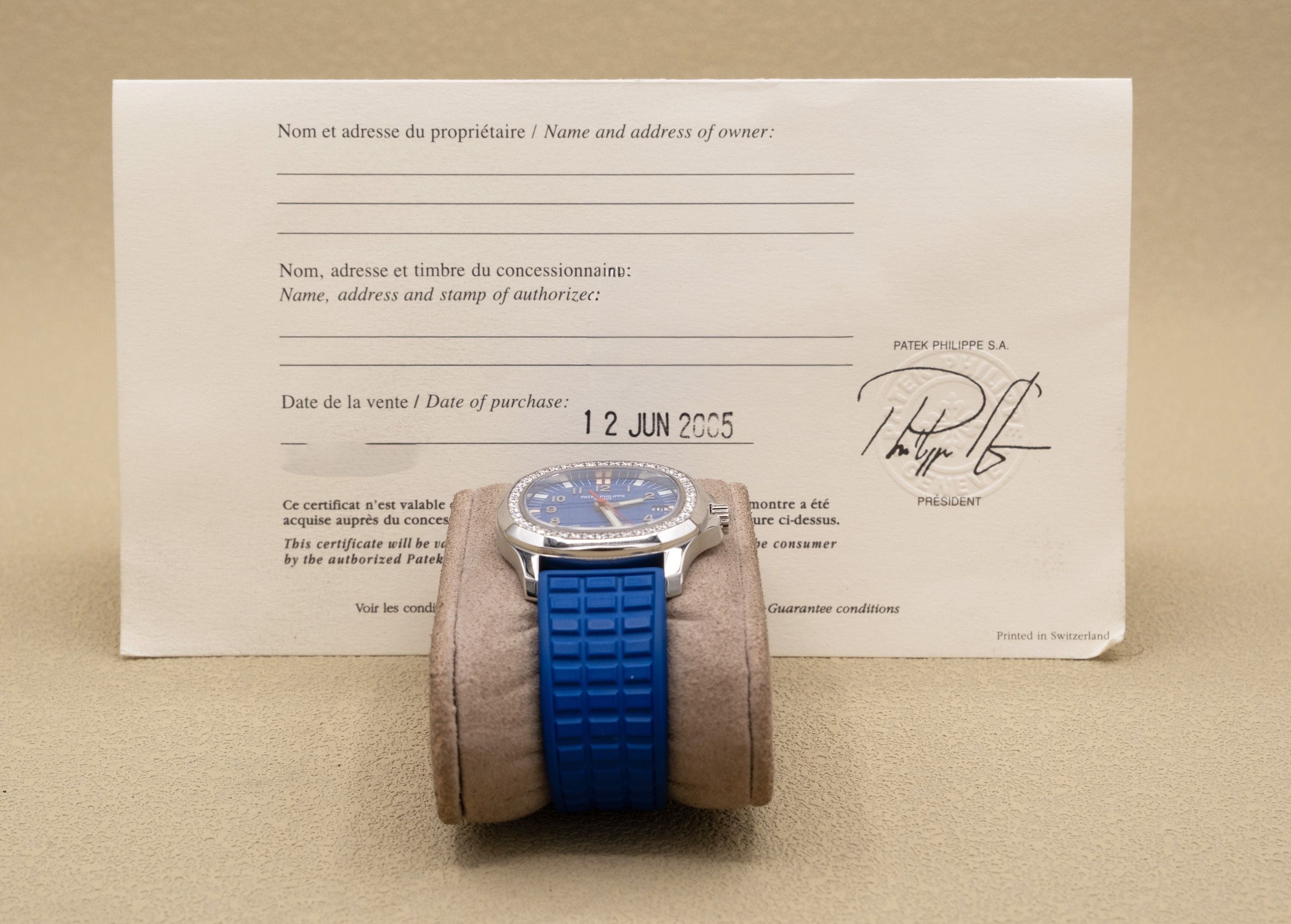 Patek Philippe Aquanaut Blue Dial on Blur Rubber Strap 5067A-014 Papers 2005