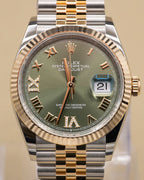 Rolex Datejust 36 Olive Green Roman Dial on Jubilee 126233 Complete 2026