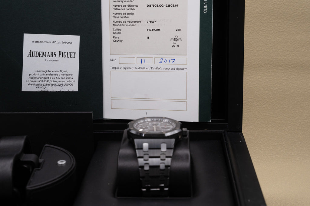 Audemars Piguet Royal Oak Perpetual Calendar Slate Grey Dial on Bracelet 26579CE.OO.1225CE.01 Complete 2017