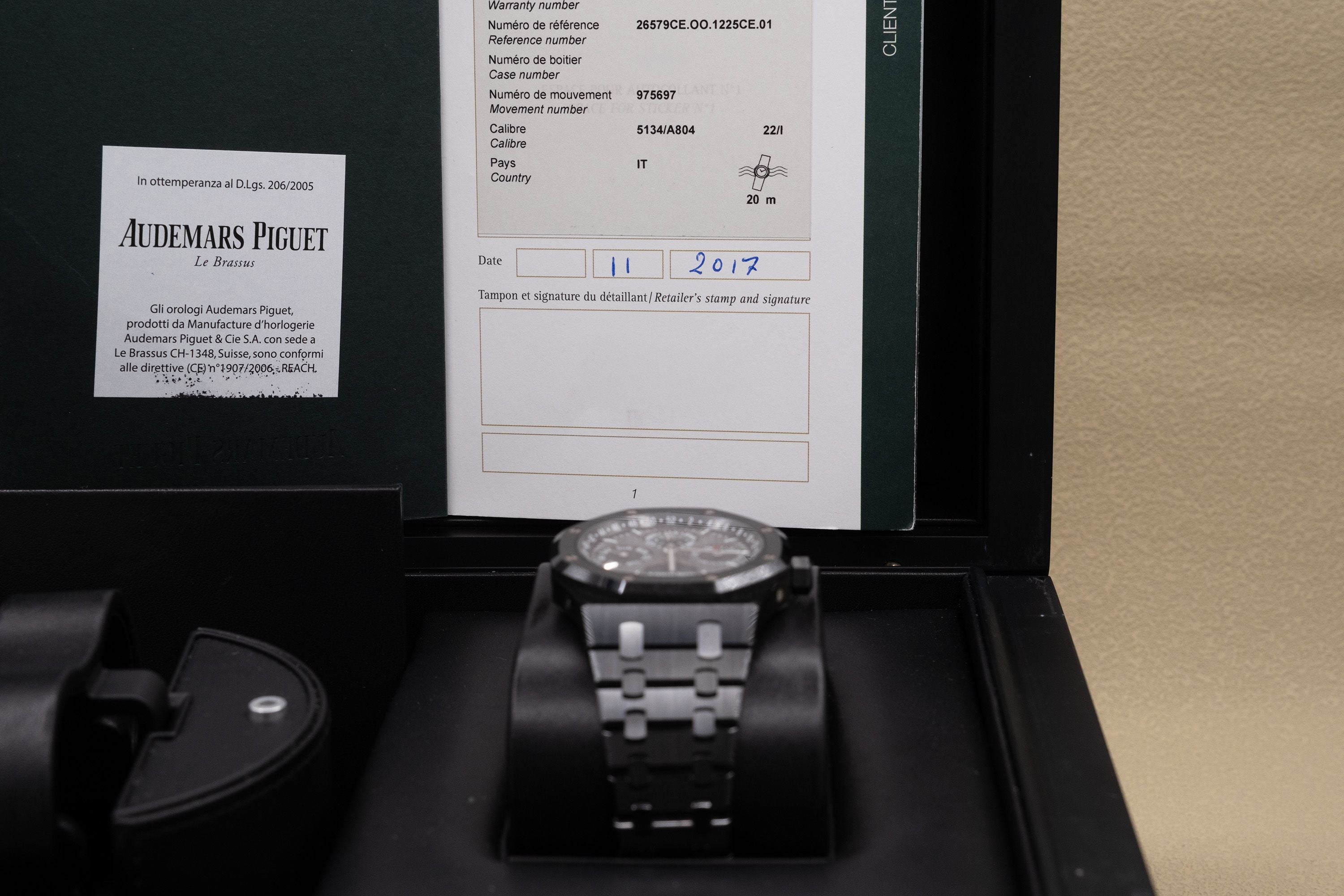 Audemars Piguet Royal Oak Perpetual Calendar Slate Grey Dial on Bracelet 26579CE.OO.1225CE.01 Complete 2017