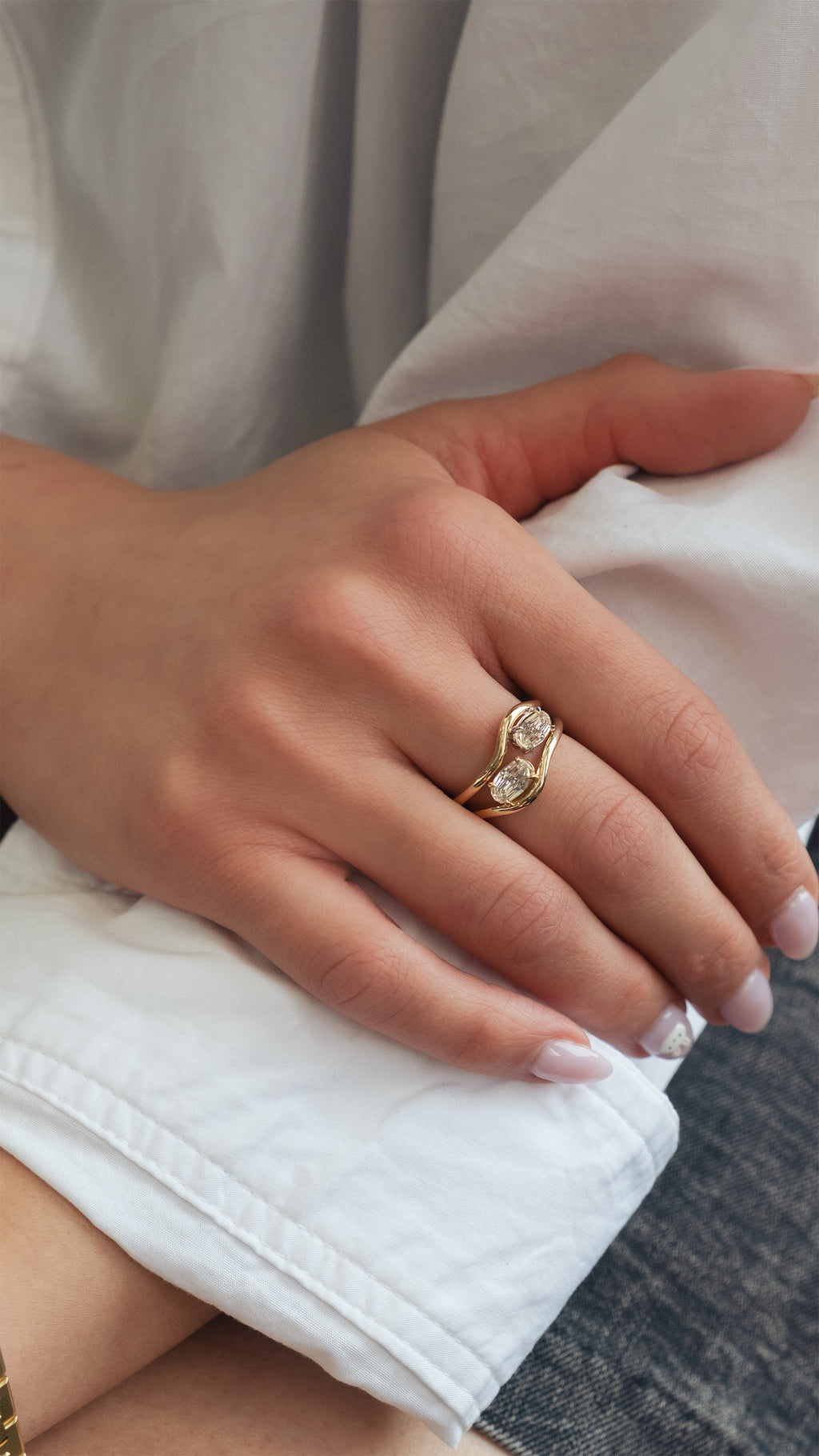 Yellow Gold Wavy Stack Ring Fashion Ring 0.7 cts.