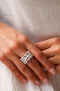 White Gold 3 ROW ETERNITY WITH OV DIAMONDS IN THE MIDDLE Ring 12.36 cts.