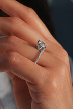 Round Diamond Pavé 14KT White Gold Engagement Ring 1.2ct R-RW005