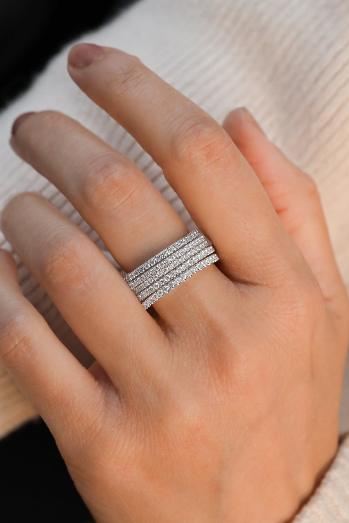 Thin Round Diamond 18KT Gold Eternity Stackable Band 0.48ct R-475A