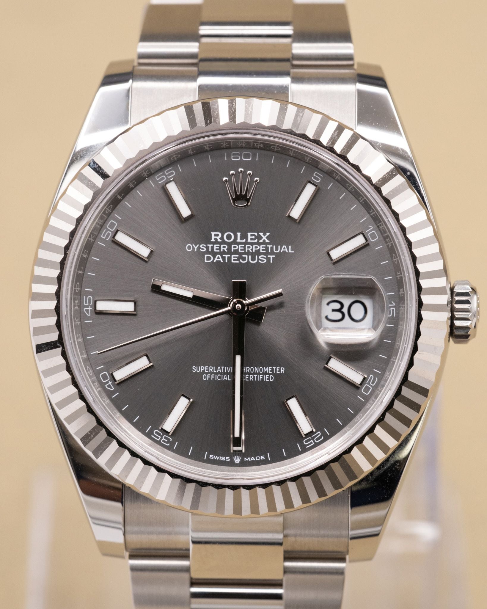 Rolex Datejust 41 Dark Rhodium Index Dial on Oyster 126334 Complete 2025