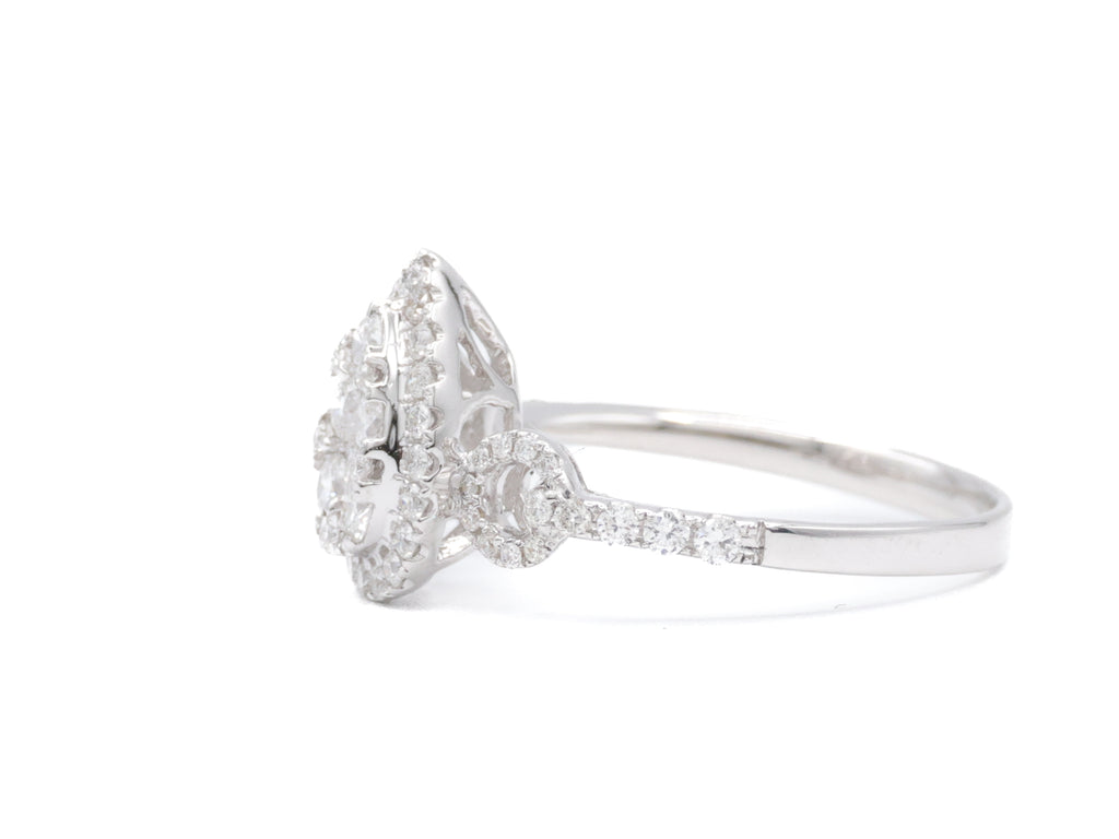 Pear Shape Invisible Set Diamond 18KT White Gold Ring 0.67ct R-67INV