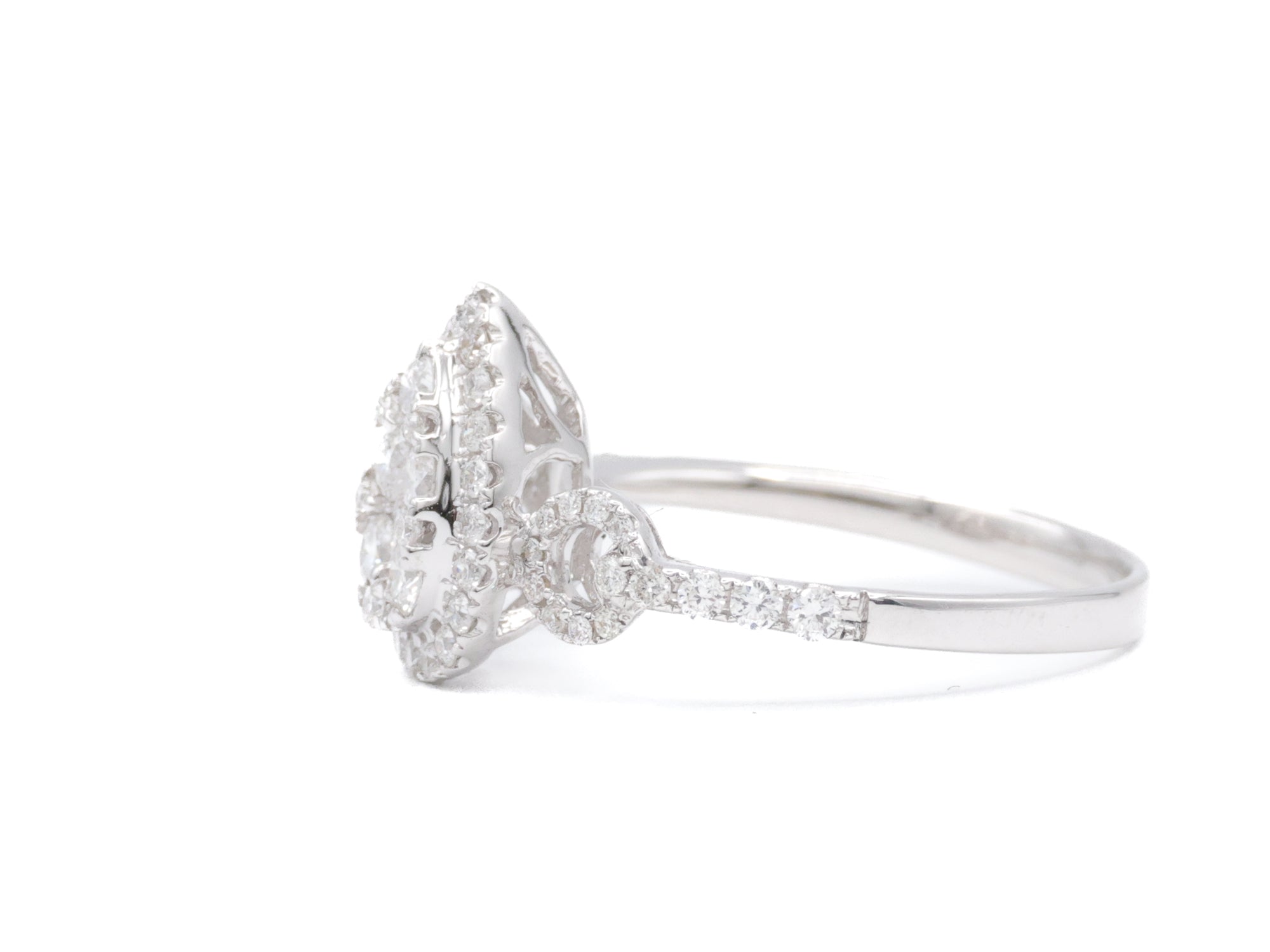 Pear Shape Invisible Set Diamond 18KT White Gold Ring 0.67ct R-67INV