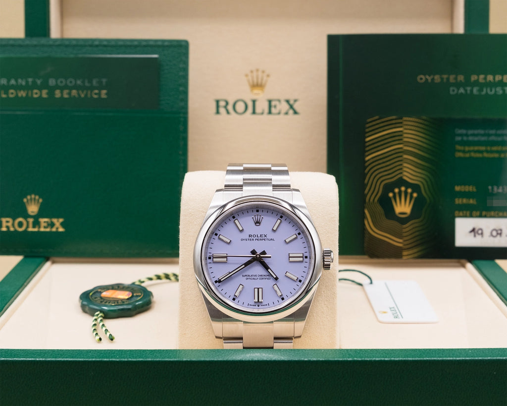 Rolex Oyster Perpetual Lavender Dial on Oyster 134300 Complete 2025