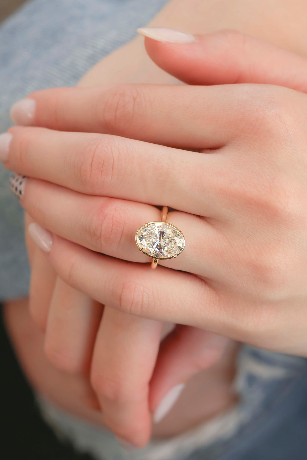 Thin Bezel Oval Diamond 18KT Yellow Gold Solitaire 5.45ct R-7011OV