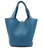 Hermes Taurillon Clemence Picotin Lock 22 MM Bleu Hydra