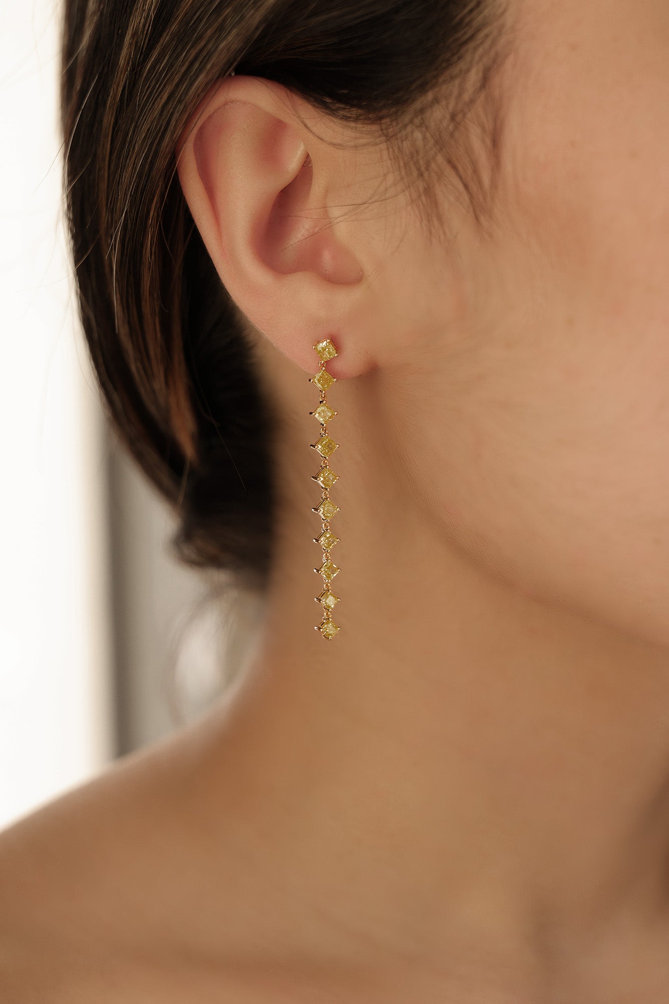 14KT Yellow Gold Natural Diamond Cushion Drops 3.46ctw E-346YD