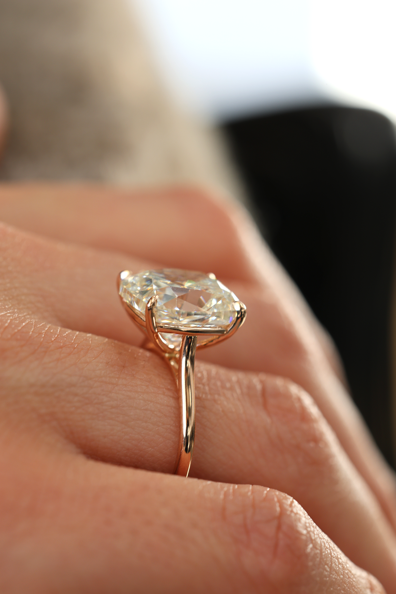 Cushion Diamond Solitaire 18KT Rose Gold Ring 8.03ct R-803CUR
