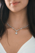 18K White Gold Round Sphere Diamond Drop Yard Necklace 1ct N-130