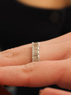 Emerald Cut Natural Diamond 18KT White Gold Eternity Band 4.8ct R-480EM