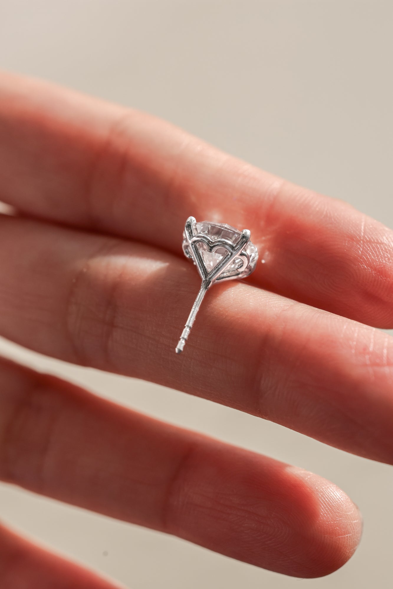 White Gold HEART SETTING - LAB GROWN E VS1 Studs 6.14 cts.