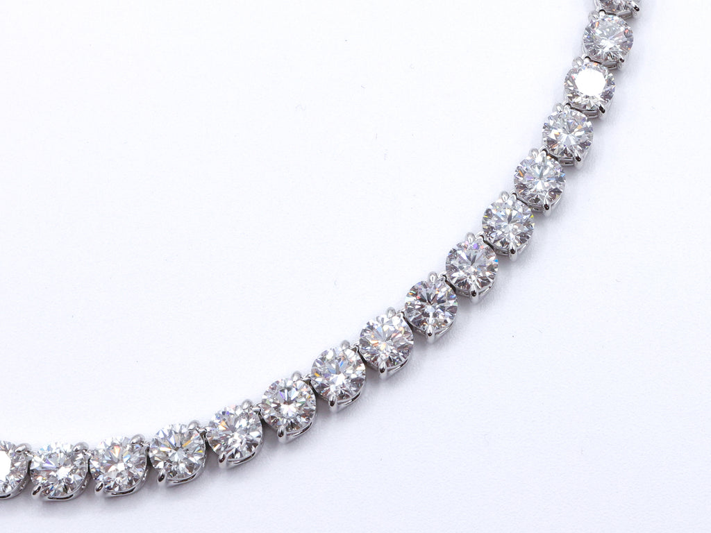 14K White Gold Lab Grown Round Diamond Tennis Necklace 45.7ct N-4568LGD
