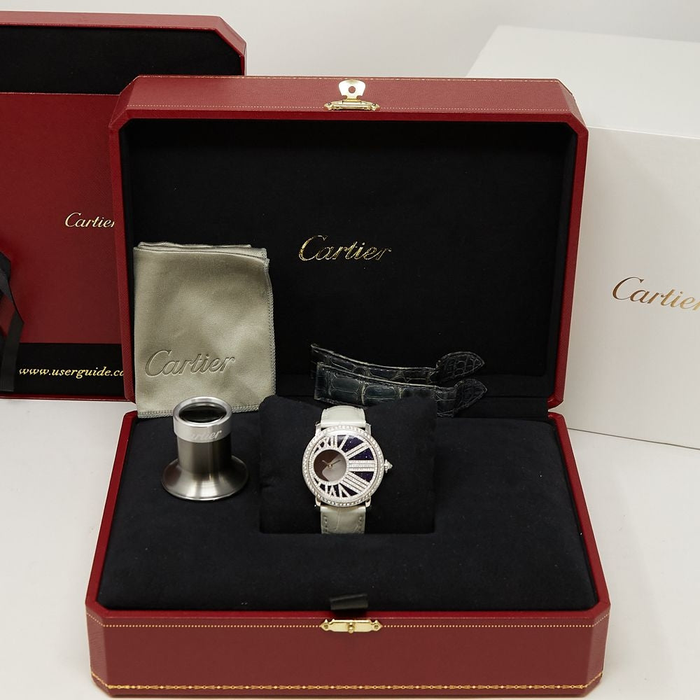 Cartier Rotonde de Cartier Mysterious Hour Blue Dial on White Croc HPI01197 Complete 2018
