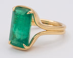 Yellow Gold EMERALD - NORTH TO SOUTH SETTING Engagement Ring 8.06 cts.