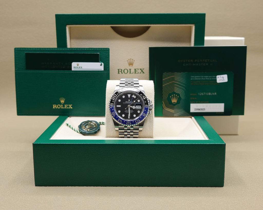 Rolex GMT-Master II Batgirl Black Dial on Jubilee 126710BLNR Complete 2023
