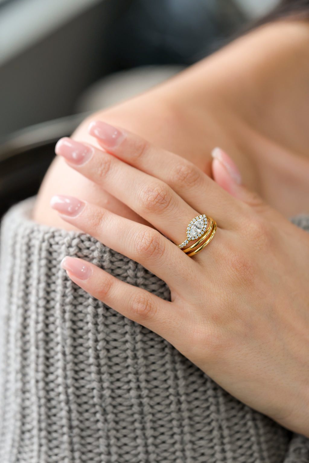 Yellow Gold SINGLE SERPENT SPIRAL RING - MARQUISE CENTER G VS2 Cocktail Ring 1.05 cts.
