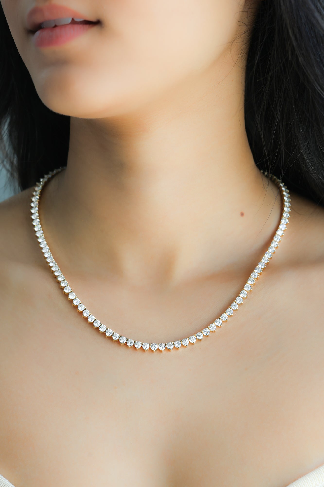 14K Yellow Gold Round Graduated Diamond Tennis Necklace 21.3ct N-1922RD