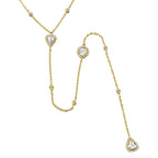 18K Rose Gold Round & Pear Natural Diamond Lariat Necklace N-308