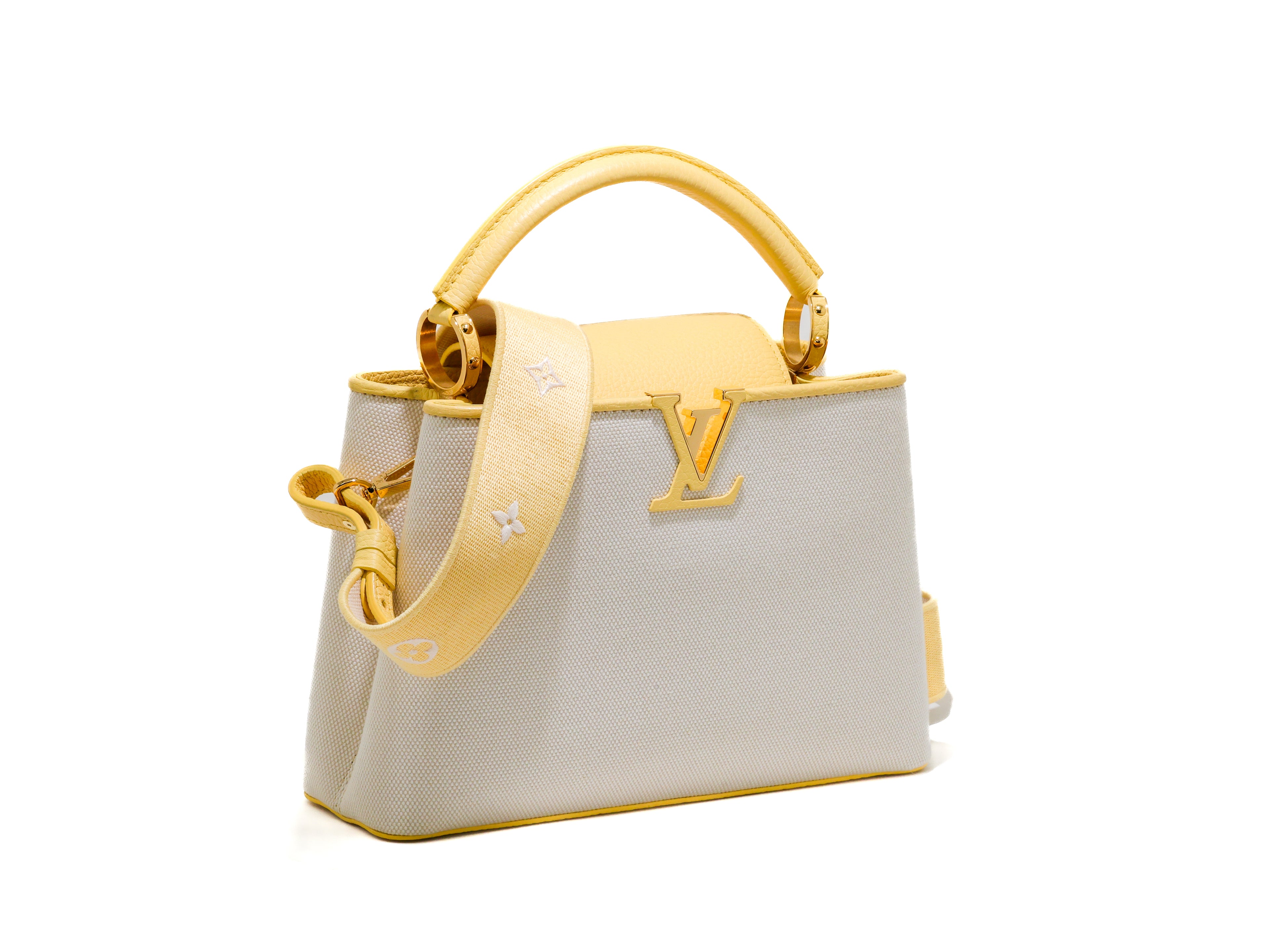 Louis Vuitton Canvas Taurillon Capucines BB Plume Yellow