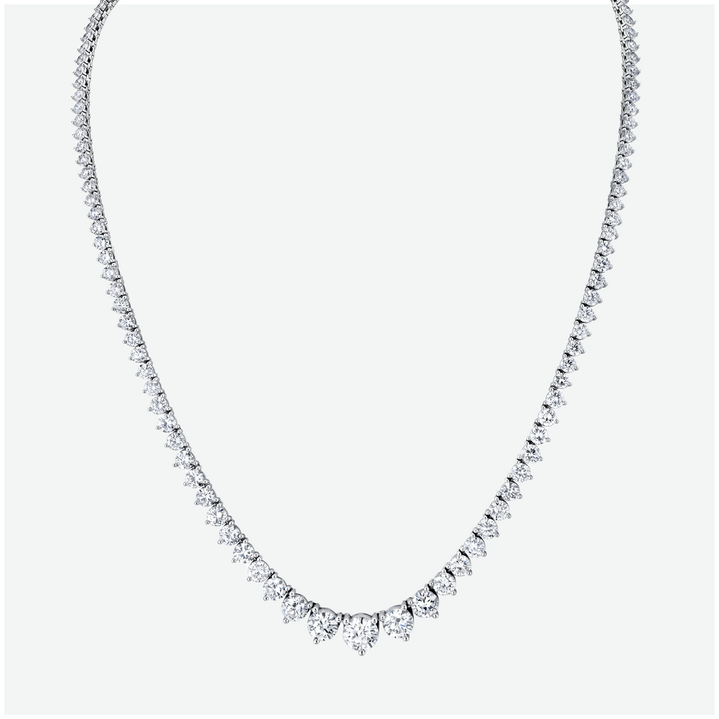 Kourosh 18K Gold Graduate Round Diamond Tennis Necklace 20ct N-20ct Grad
