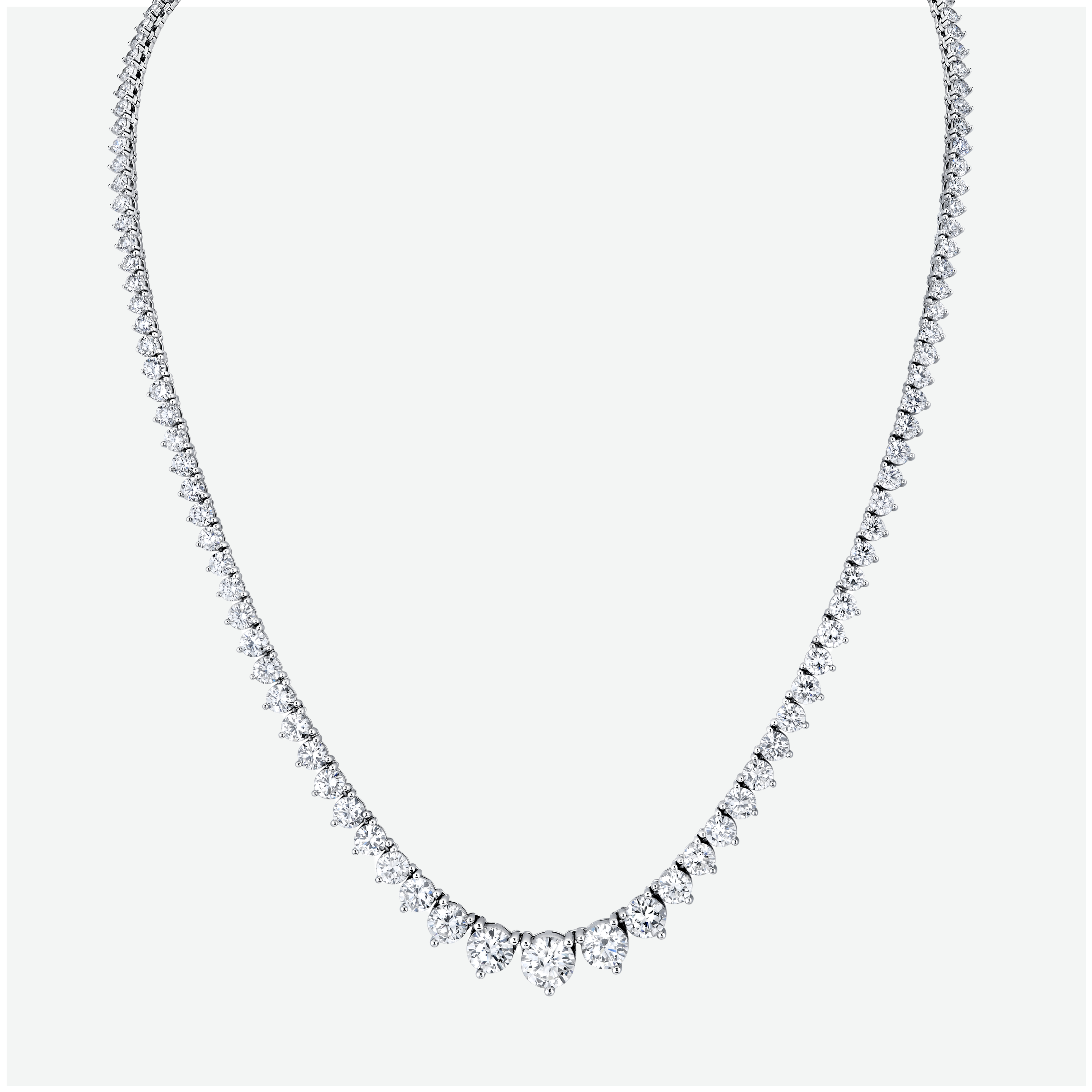 14K Yellow Gold Round Graduated Diamond Tennis Necklace 21.3ct N-1922RD
