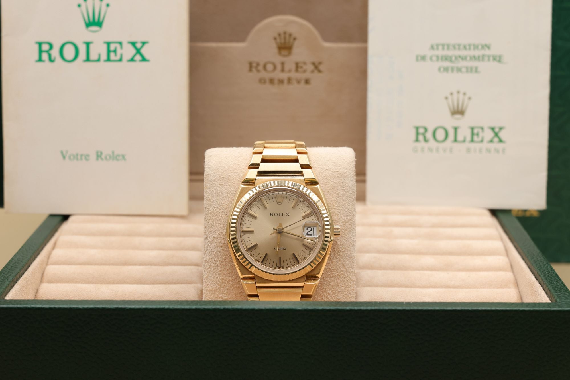 Rolex Datejust Oysterquartz Champagne Dial on Yellow Gold 5100 Papers 1977