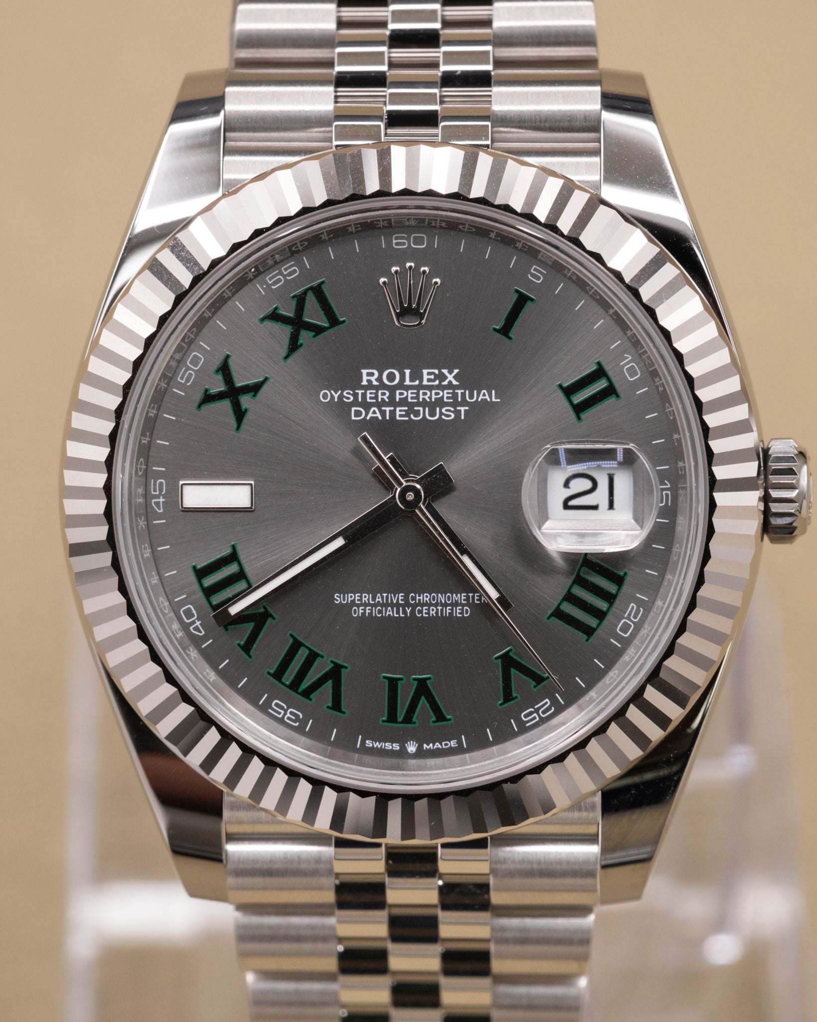 Rolex Datejust 41 Slate Green Roman Dial on Jubilee 126334 Complete 2026